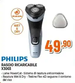 Ipercoop Philips rasoio ricaricabile X3003 offerta