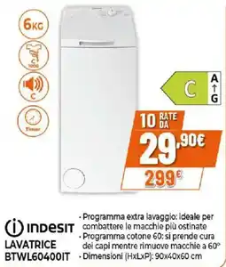 Ipercoop Indesit lavatrice BTWL60400IT offerta