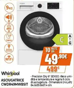 Ipercoop Whirlpool Asciugatrice Cwdr49mwbsit offerta