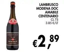 èccoMI Lambrusco Modena Doc Amabile Centenario offerta