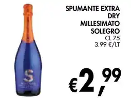 èccoMI Spumante extra dry millesimato solegro offerta