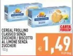 Supermercati Agorà Cereal Frollino Classico Senza Zuccheri / Biscotto Al Limone Senza Zuccheri offerta