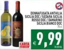 Supermercati Agorà Donnafugata Anthilia Sicilia DOC / Sedara Sicilia Rosso DOC / Damarino Sicilia Bianco DOC offerta