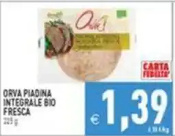 Supermercati Agorà Orva piadina integrale bio fresca offerta