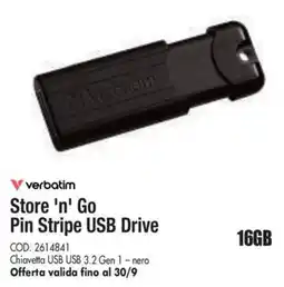 Wellcome Verbatim Store 'n' Go Pin Stripe USB Drive offerta