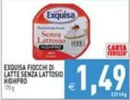 Supermercati Agorà Exquisa fiocchi di latte senza lattosio highpro offerta