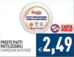 Supermercati Agorà Presto piatti riutilizzabili offerta
