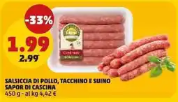 PENNY Salsiccia di pollo, tacchino e suino sapor di cascina offerta