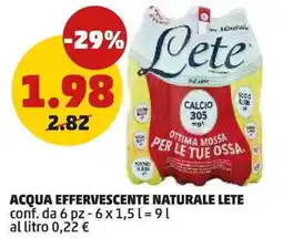 PENNY Acqua effervescente naturale Lete offerta