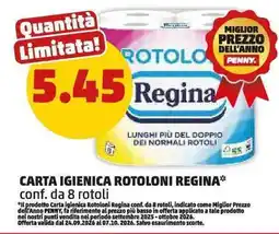PENNY Carta igienica rotoloni Regina offerta