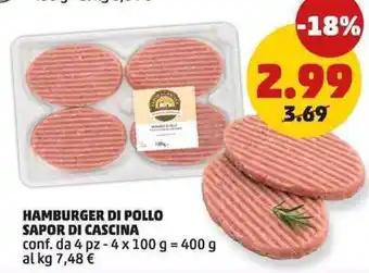 Hamburger di pollo sapor di cascina