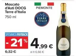 Carrefour Moscato d’Asti DOCG Terre d’Italia offerta