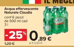 Carrefour Acqua Effervescente Naturale Claudia offerta
