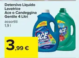 Carrefour Detersivo Liquido Lavatrice Ace o Candeggina Gentile 4 Litri offerta
