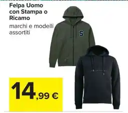 Carrefour Felpa Uomo con Stampa o Ricamo offerta