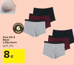 Carrefour Pack X3+3 Boxer o Slip Uomo offerta