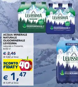 Esselunga Acqua minerale naturale oligominerale Levissima naturale o frizzante, offerta