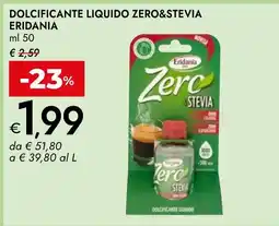 Bennet Dolcificante liquido zero&stevia Eridania offerta