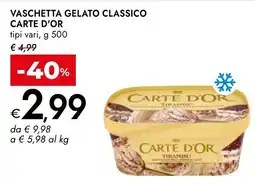 Bennet Vaschetta gelato classico Carte d'Or offerta