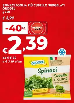 Bennet Spinaci foglia più cubello Orogel offerta