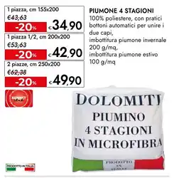 Bennet Dolomiti piumino 4 stagioni in microfibra offerta