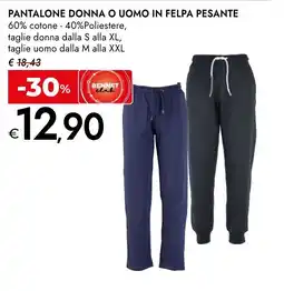 Bennet Pantalone donna o uomo in felpa pesante offerta