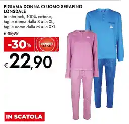 Bennet Pigiama donna o uomo Serafino Lonsdale offerta