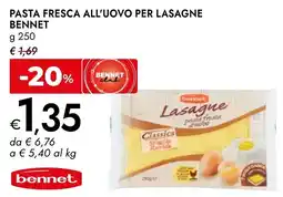 Bennet Pasta fresca all'uovo per lasagne Bennet offerta