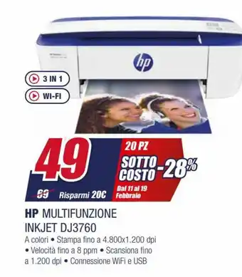 Trony hp Multifunzione Inkjet DJ3760 offerta