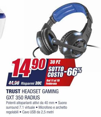Trony Trust Headset Gaming GXT 350 Radius offerta
