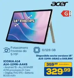 Euronics Bruno Acer Iconia A14 offerta