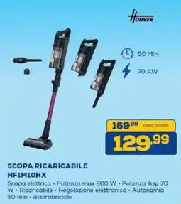 Euronics Bruno Scopa ricaricabile Hoover HF1M10HX offerta