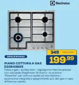 Euronics Bruno Electrolux Piano cottura a gas EGS64362X offerta