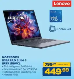 Euronics Bruno Lenovo Notebook Ideapad Slim 3 offerta
