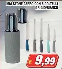 Maury's MM Stone ceppo con 5 coltelli grigio/bianco offerta