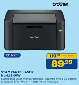 Euronics Bruno Stampante laser Brother HL-L1240W offerta