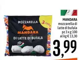 Emisfero Mozzarella mandara di latte di bufala offerta
