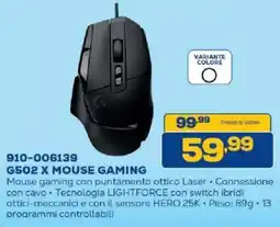 Euronics Bruno G502 X Mouse Gaming offerta
