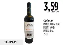 Carico Cash & Carry Cantolio mandonion vino primitivo di manduria offerta