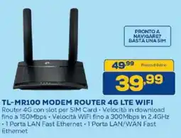 Euronics Bruno TL-MR100 Modem Router 4G LTE WiFi offerta