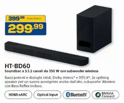 Euronics Bruno HT-BD60 Soundbar a 3.1.2 canali da 350 W con subwoofer wireless offerta