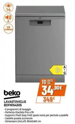 Expert Beko lavastoviglie BDFN16430S offerta