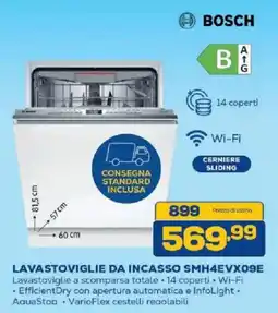 Euronics Bruno Bosch lavastoviglie da incasso smh4evx09e offerta