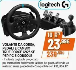 Expert Logitech Volante da corsa, pedali e cambio True Force G923 SE per PC e console offerta
