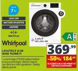 Comet Whirlpool Lavatrice Slim offerta