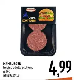 Emisfero Hamburger bovino adulto scottona offerta