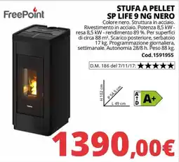 Brico Io FreePoint Stufa a pellet SP LIFE 9 NG nero offerta