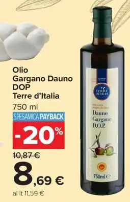 Carrefour Olio Gargano Dauno DOP Terre d’Italia offerta