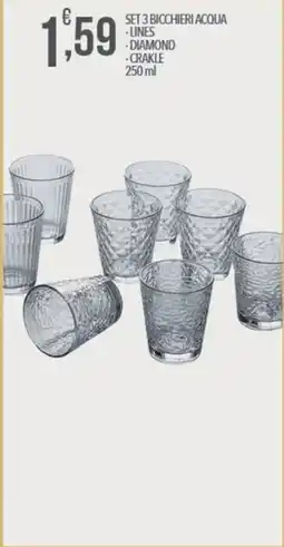 Iper Romagnolo Set 3 bicchieri acqua offerta