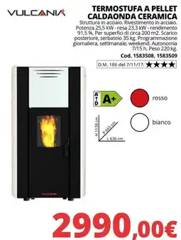 Brico Io TermoStufa a pellet caldaonda ceramica Vulcania offerta